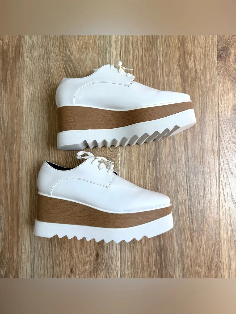 Stella McCartney Elyse White Platform Oxford Shoes Size 39